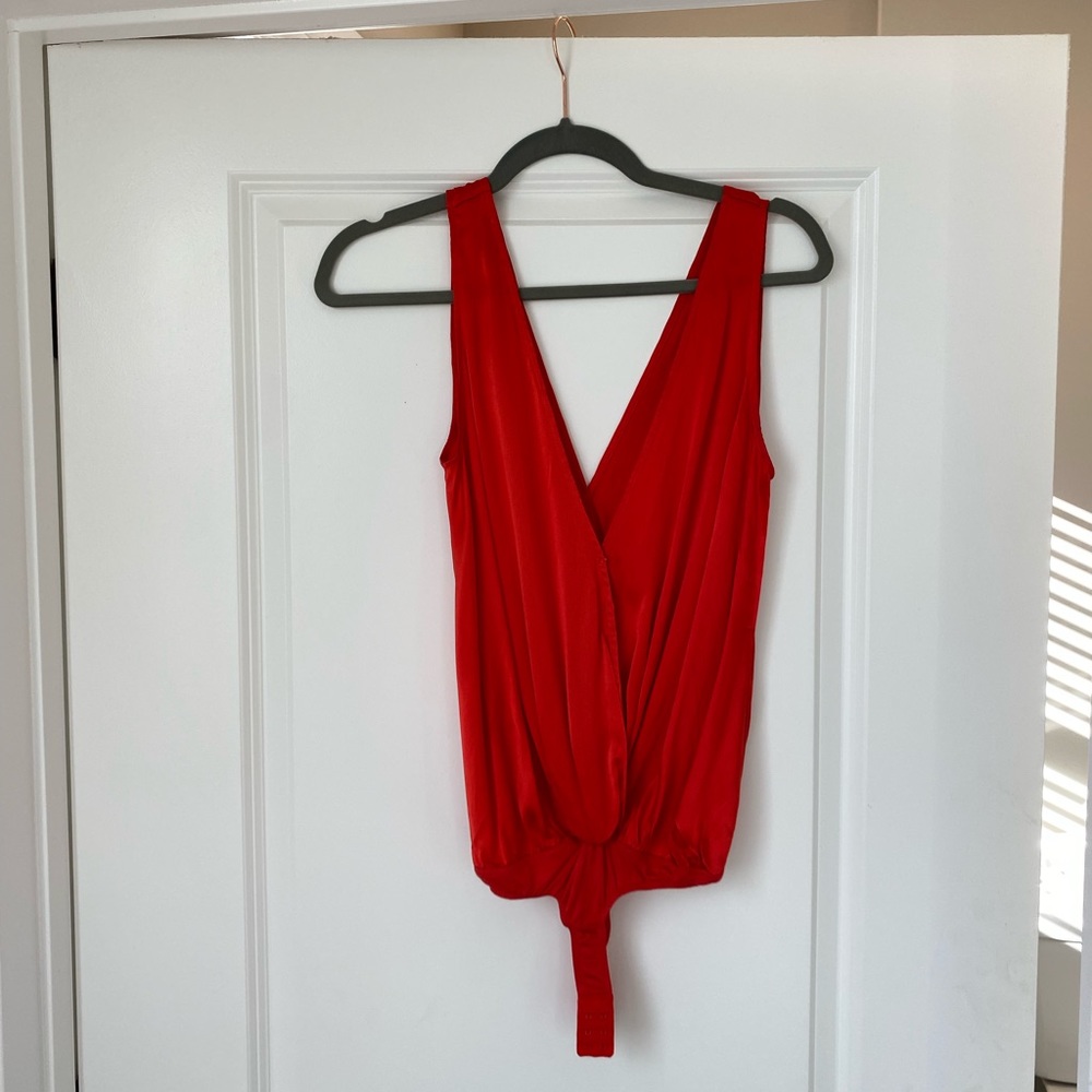 Red silk bodysuit